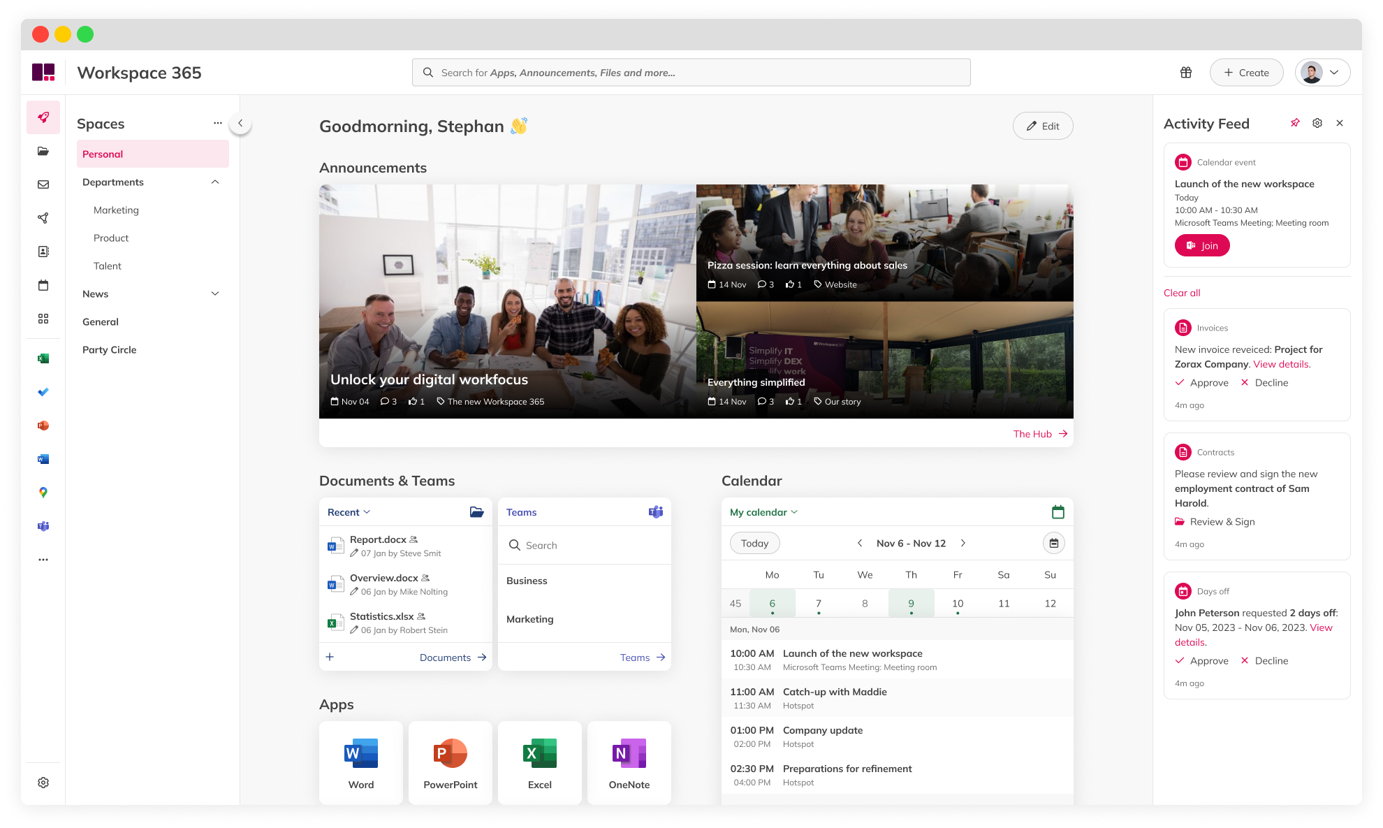 screenshot of Workspace 365